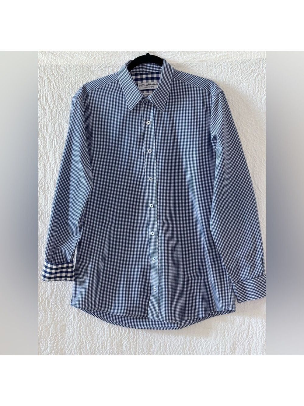 Nick Graham Everywhere Mini Gingham Modern Fit Long Sleeve Button Down Shirt
